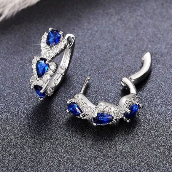 Elegant Silver and Blue Gemstone Earrings - Picture 6 of 9